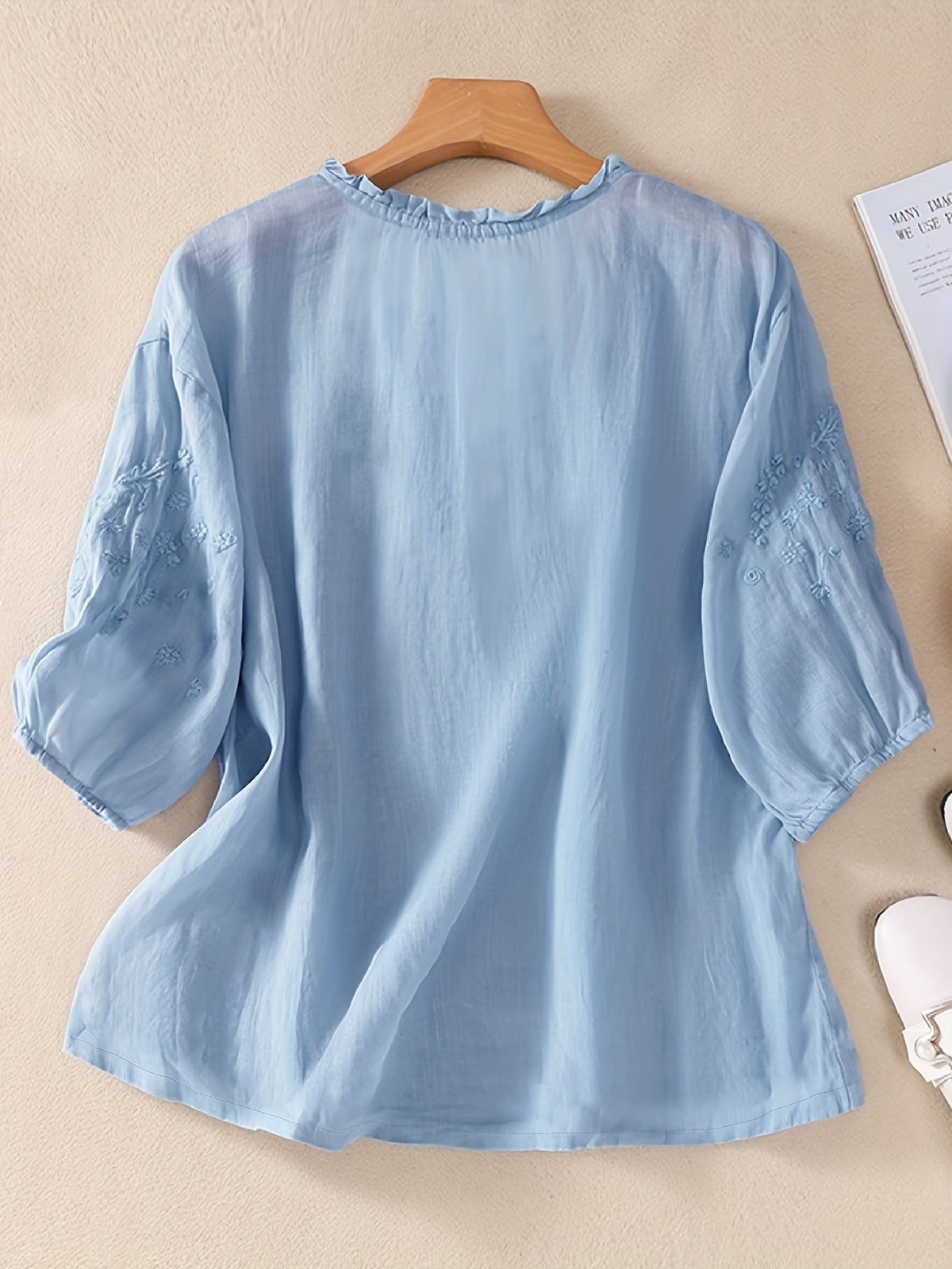 Rebeca | Blusa Bordada de Lino