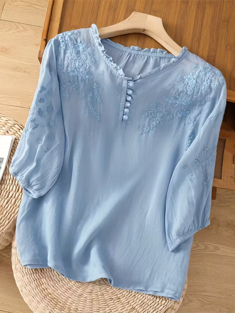 Rebeca | Blusa Bordada de Lino
