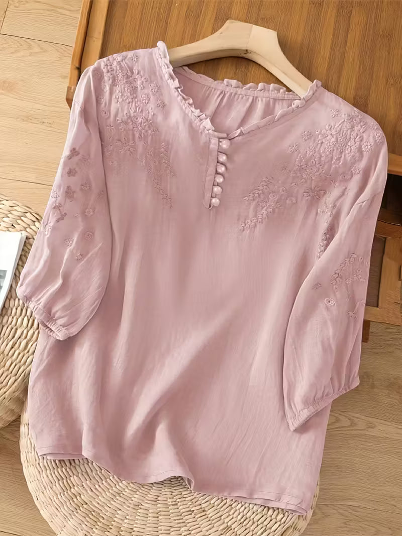 Rebeca | Blusa Bordada de Lino