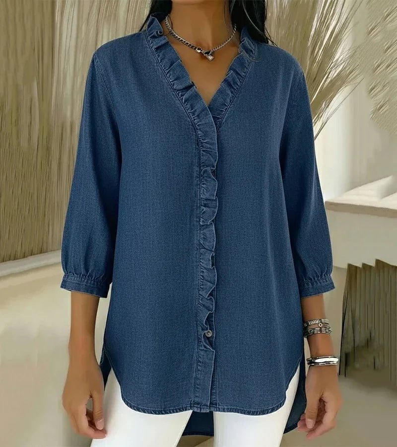 Berenice | Blusa Fluida Efecto Denim