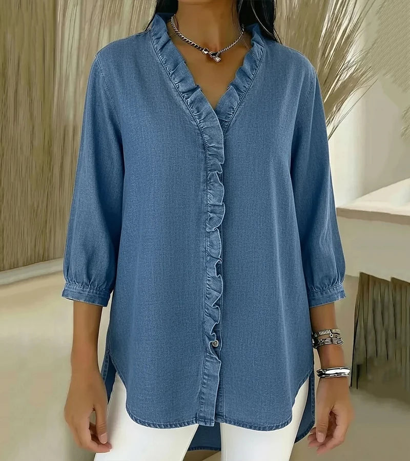 Berenice | Blusa Fluida Efecto Denim