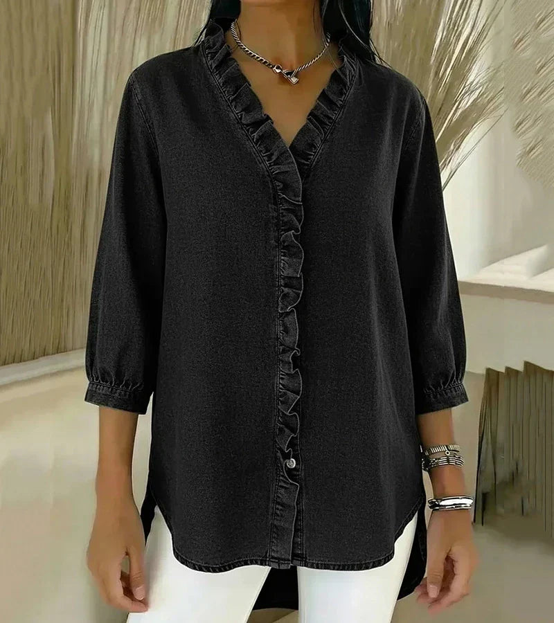 Berenice | Blusa Fluida Efecto Denim