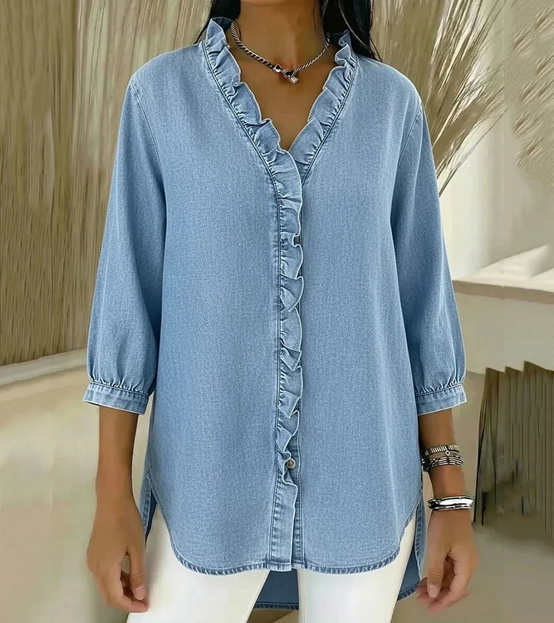Berenice | Blusa Fluida Efecto Denim
