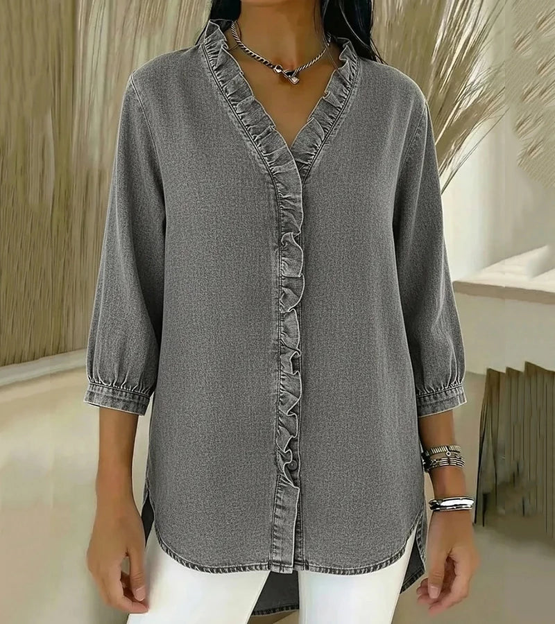 Berenice | Blusa Fluida Efecto Denim