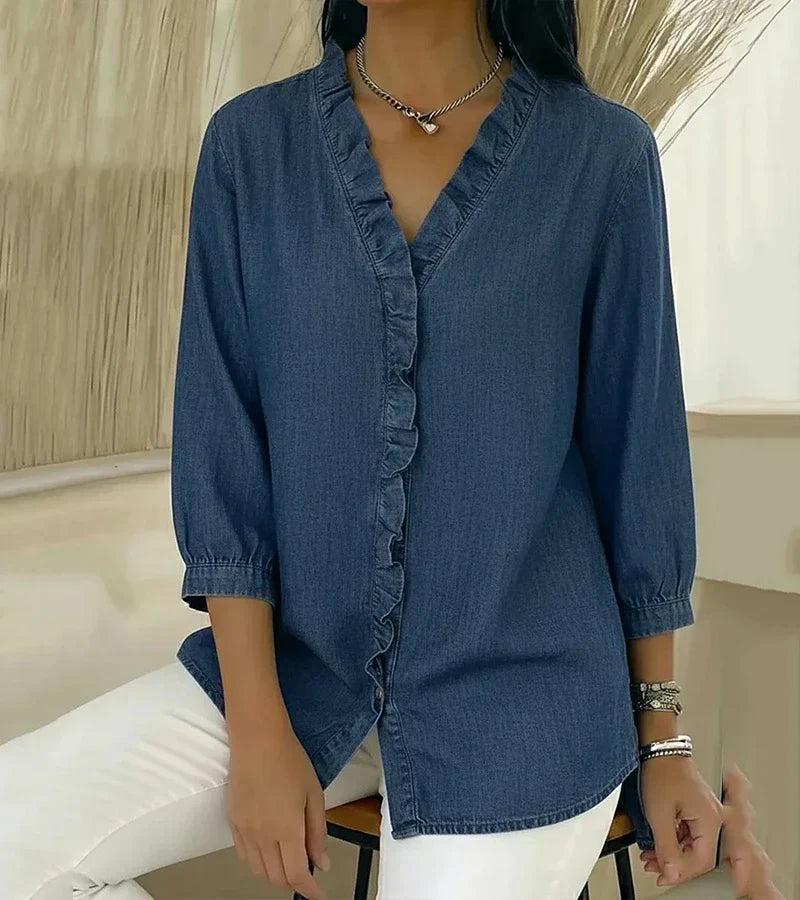 Berenice | Blusa Fluida Efecto Denim