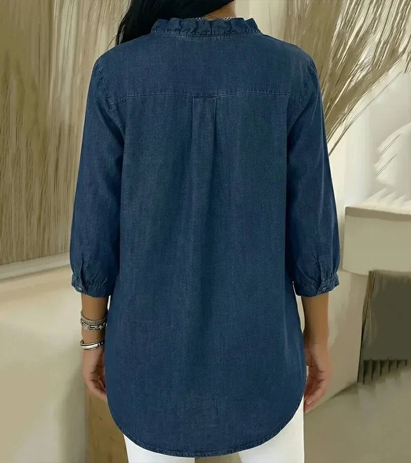 Berenice | Blusa Fluida Efecto Denim
