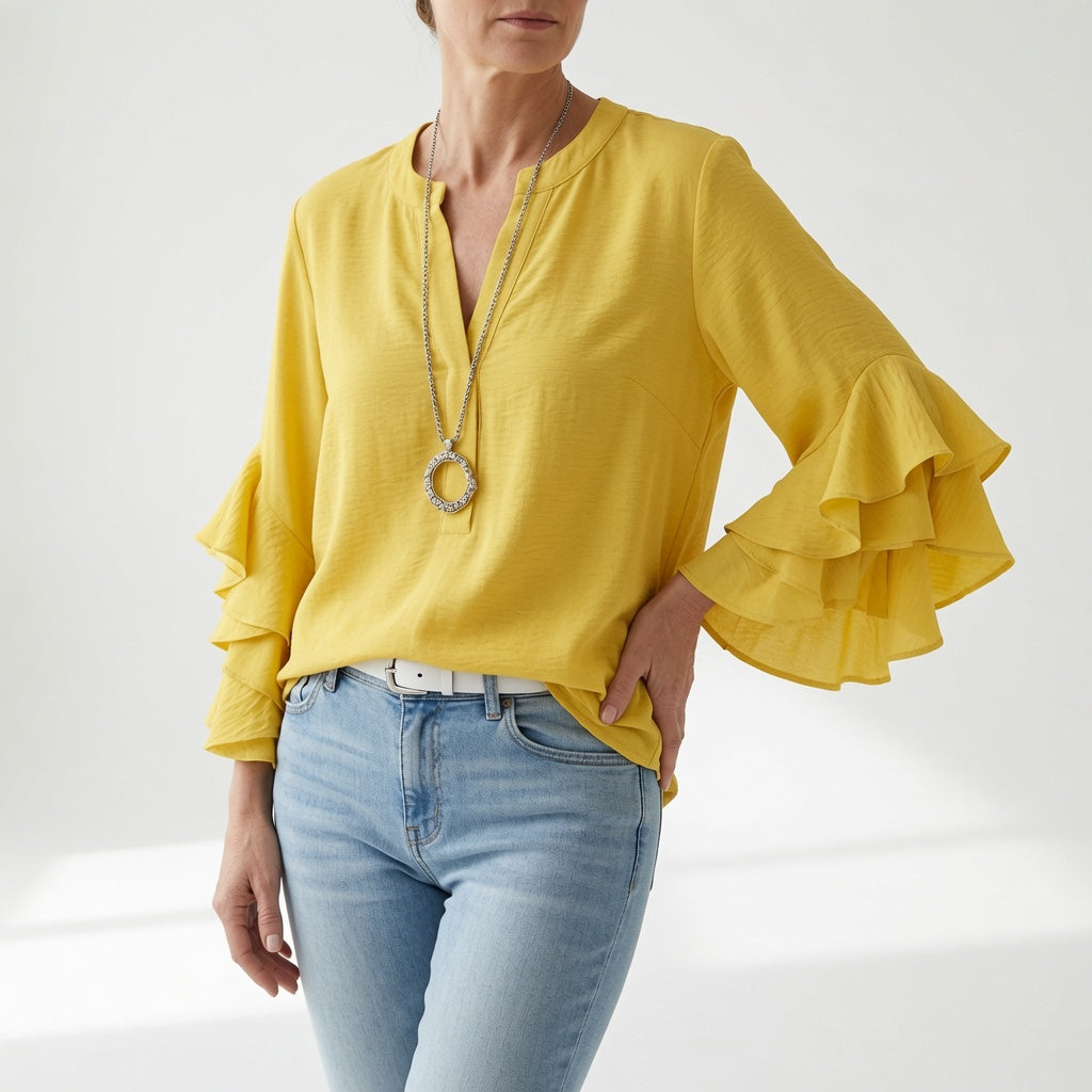 Esmeralda | Blusa Fluida Manga Volante