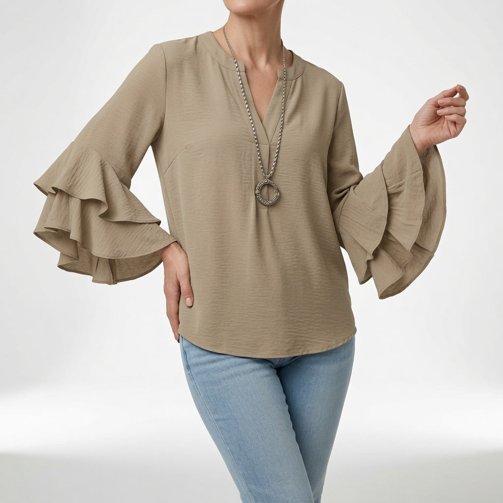 Esmeralda | Blusa Fluida Manga Volante