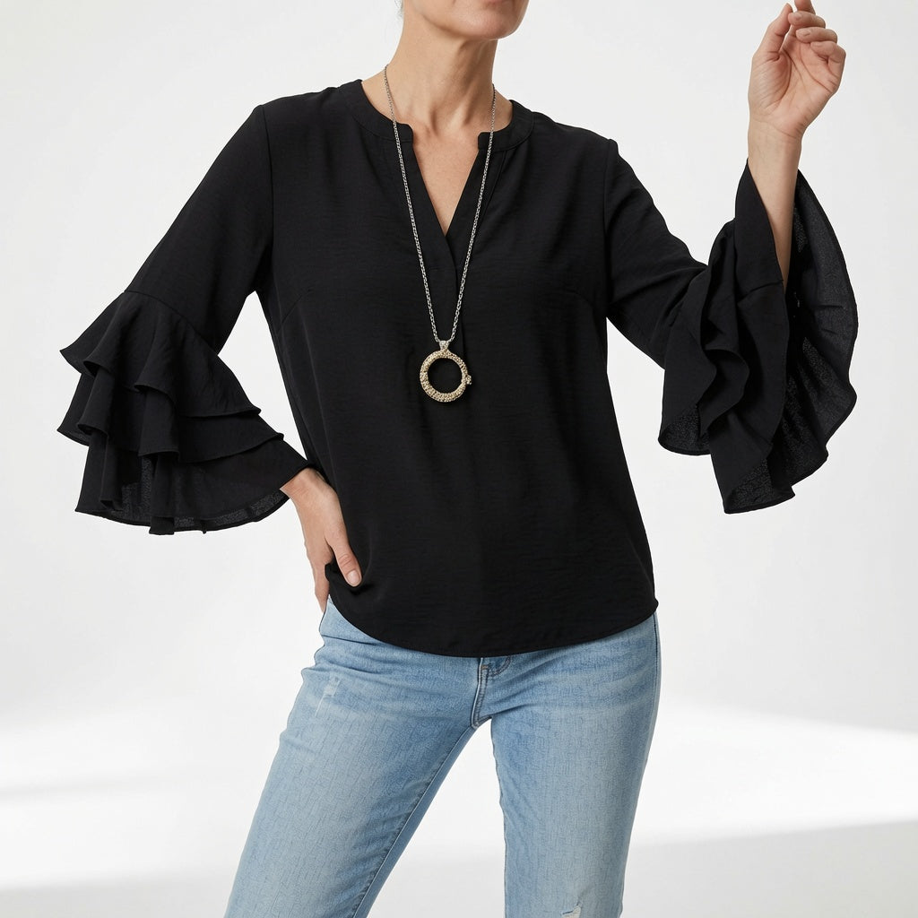 Esmeralda | Blusa Fluida Manga Volante