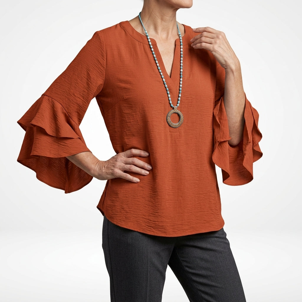Esmeralda | Blusa Fluida Manga Volante