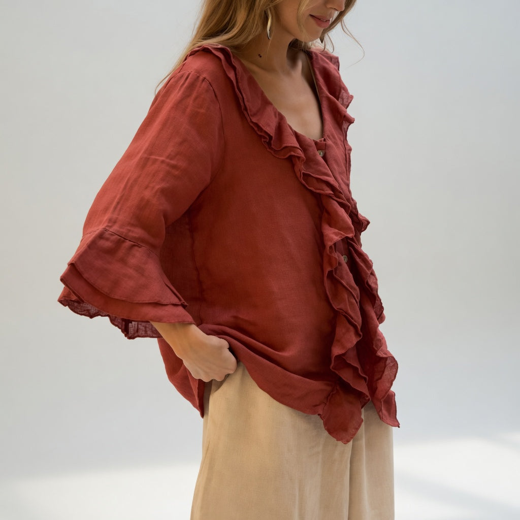 Mar | Blusa Fluida Cuello Volante