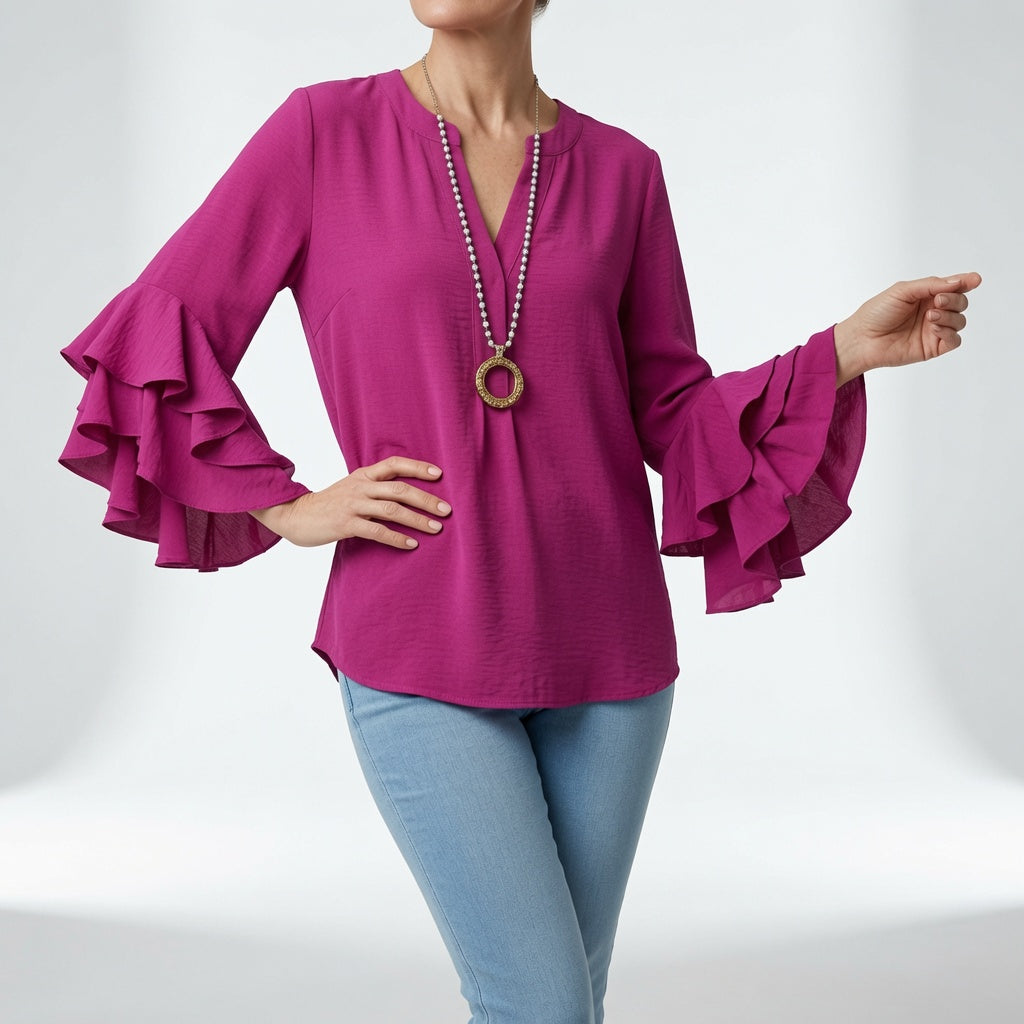 Esmeralda | Blusa Fluida Manga Volante