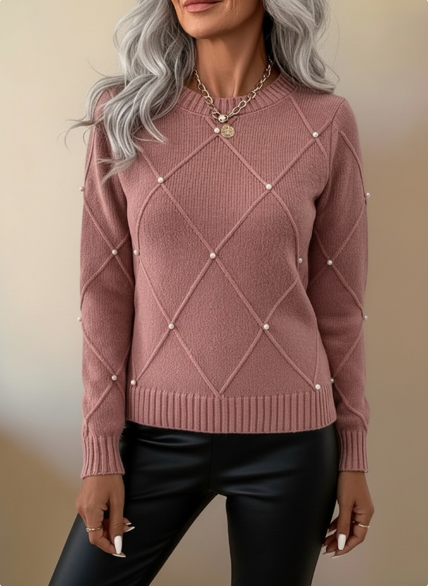 Luisa | Jersey con Perlas Decorativas