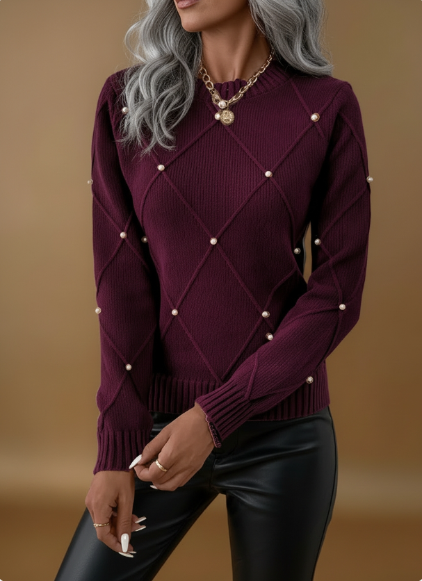 Luisa | Jersey con Perlas Decorativas