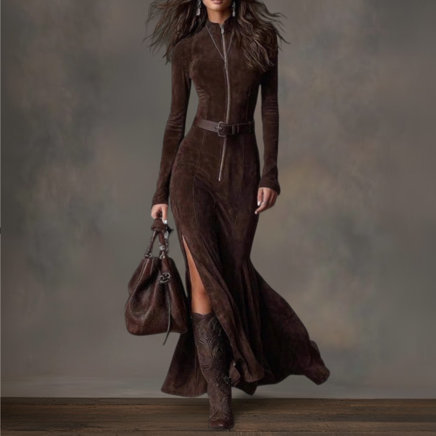 Cristina | Vestido Maxi de Ante