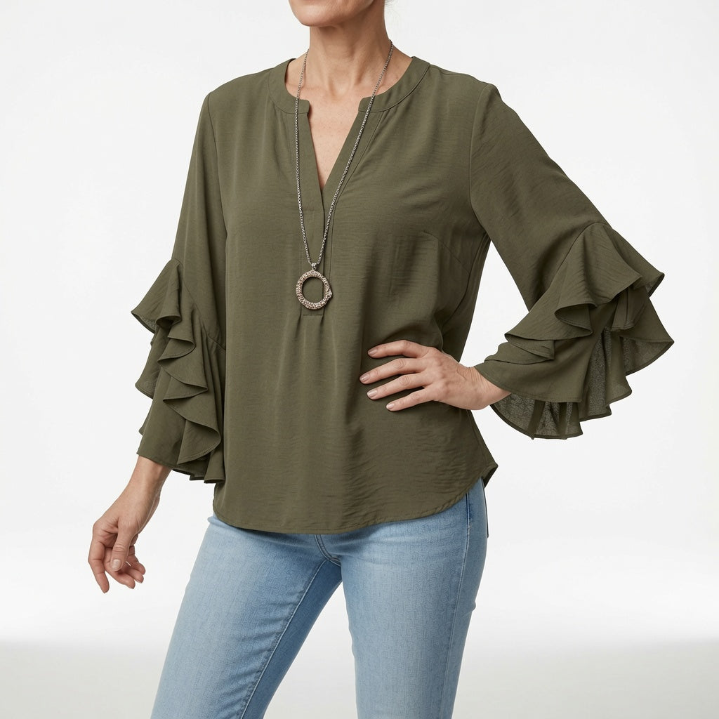 Esmeralda | Blusa Fluida Manga Volante