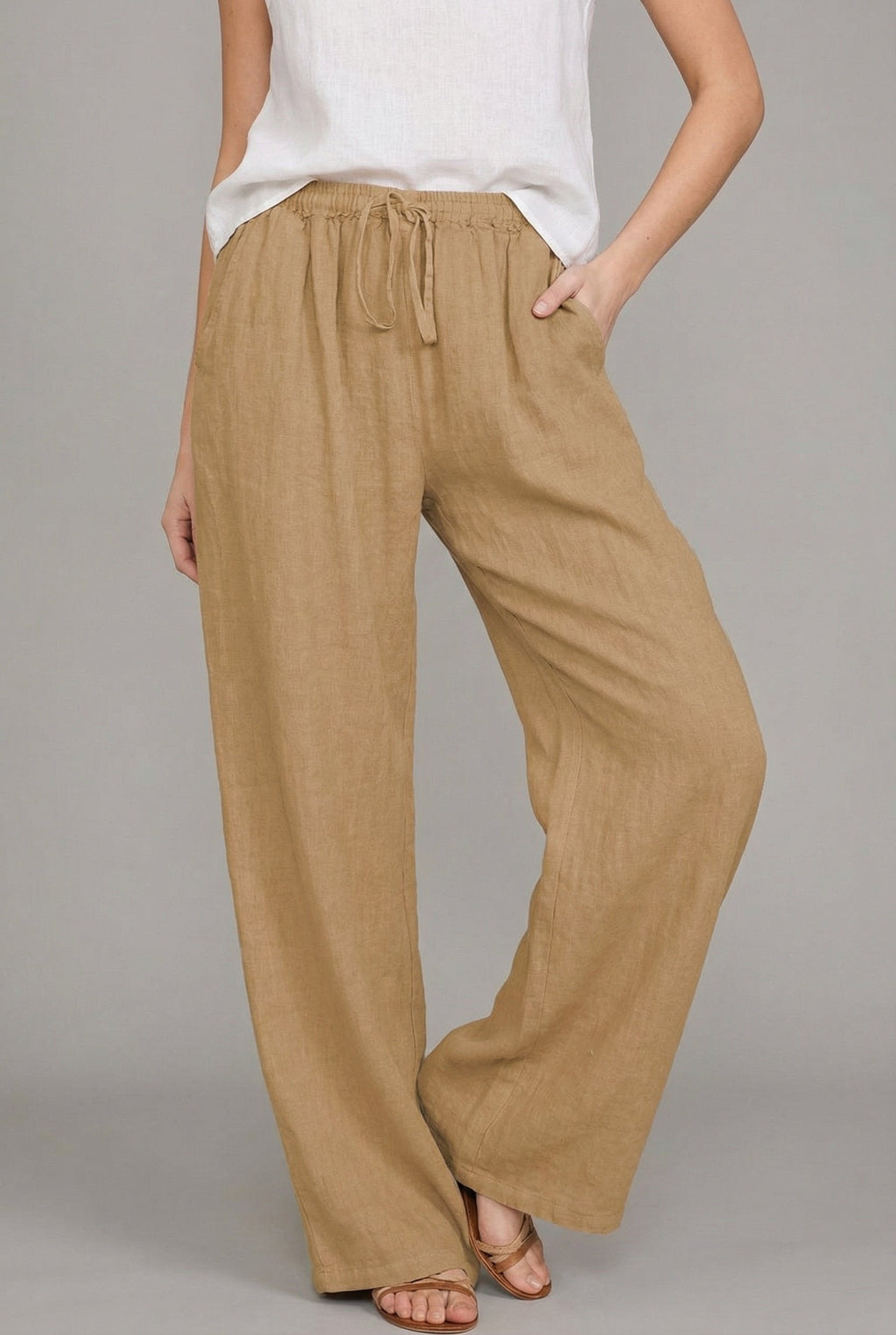Silvia | Pantalón de Lino Pierna Ancha