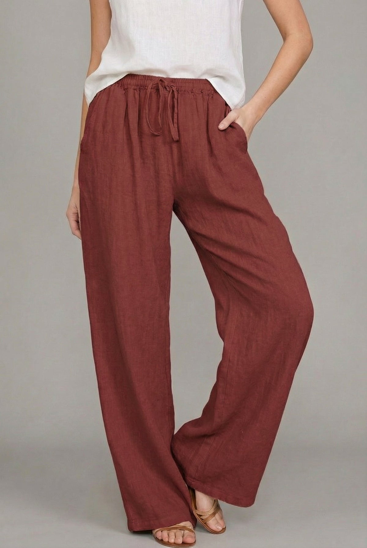 Silvia | Pantalón de Lino Pierna Ancha