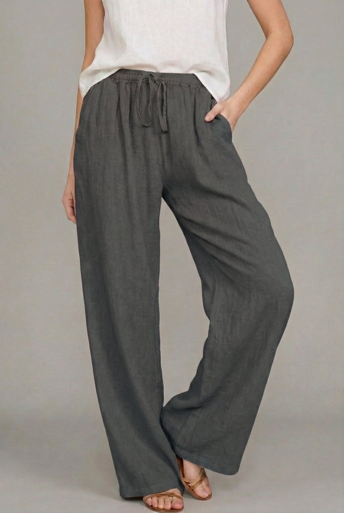 Silvia | Pantalón de Lino Pierna Ancha