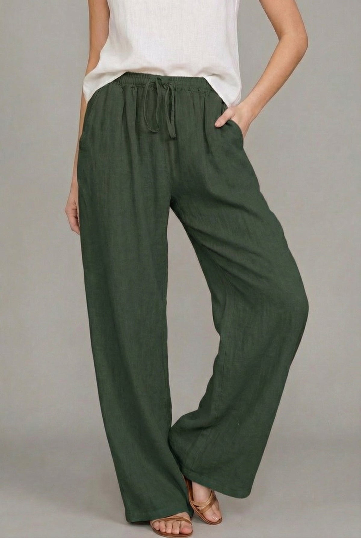 Silvia | Pantalón de Lino Pierna Ancha