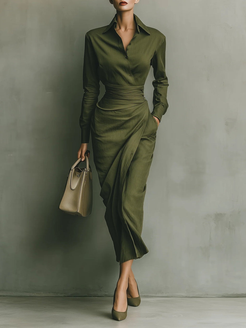 Cecilia | Vestido Camisero Drapeado
