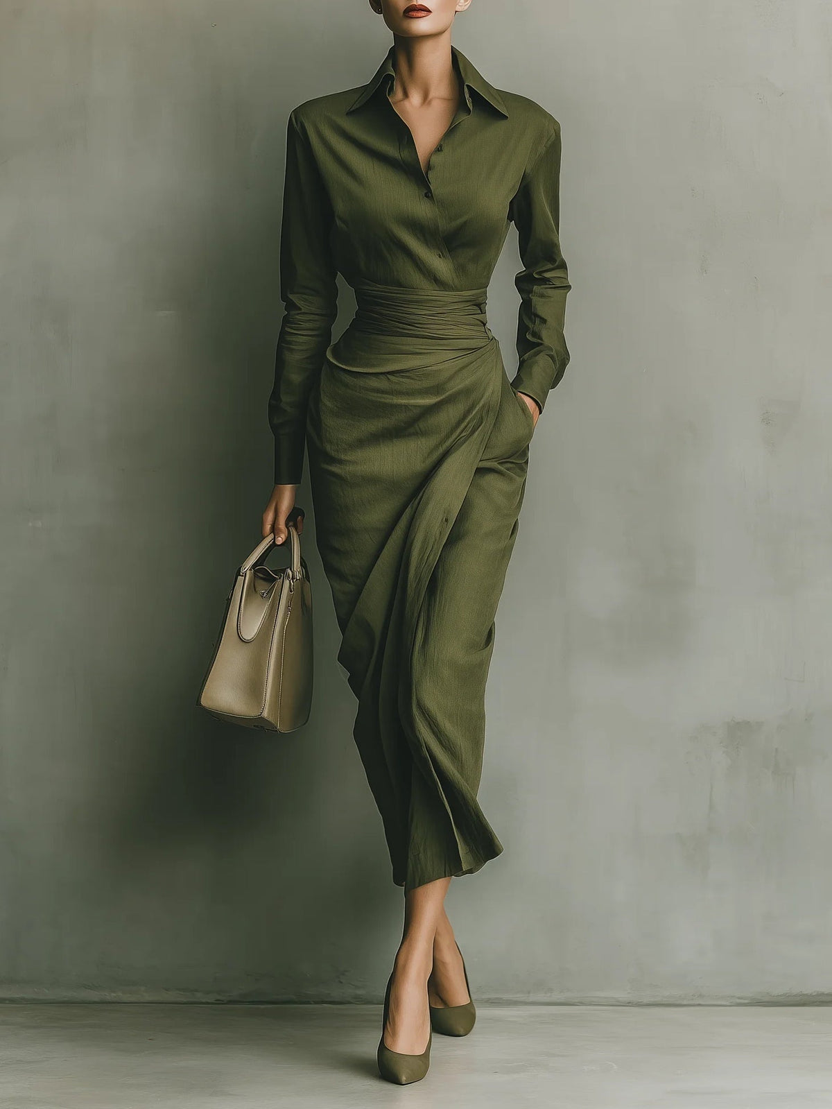 Cecilia | Vestido Camisero Drapeado