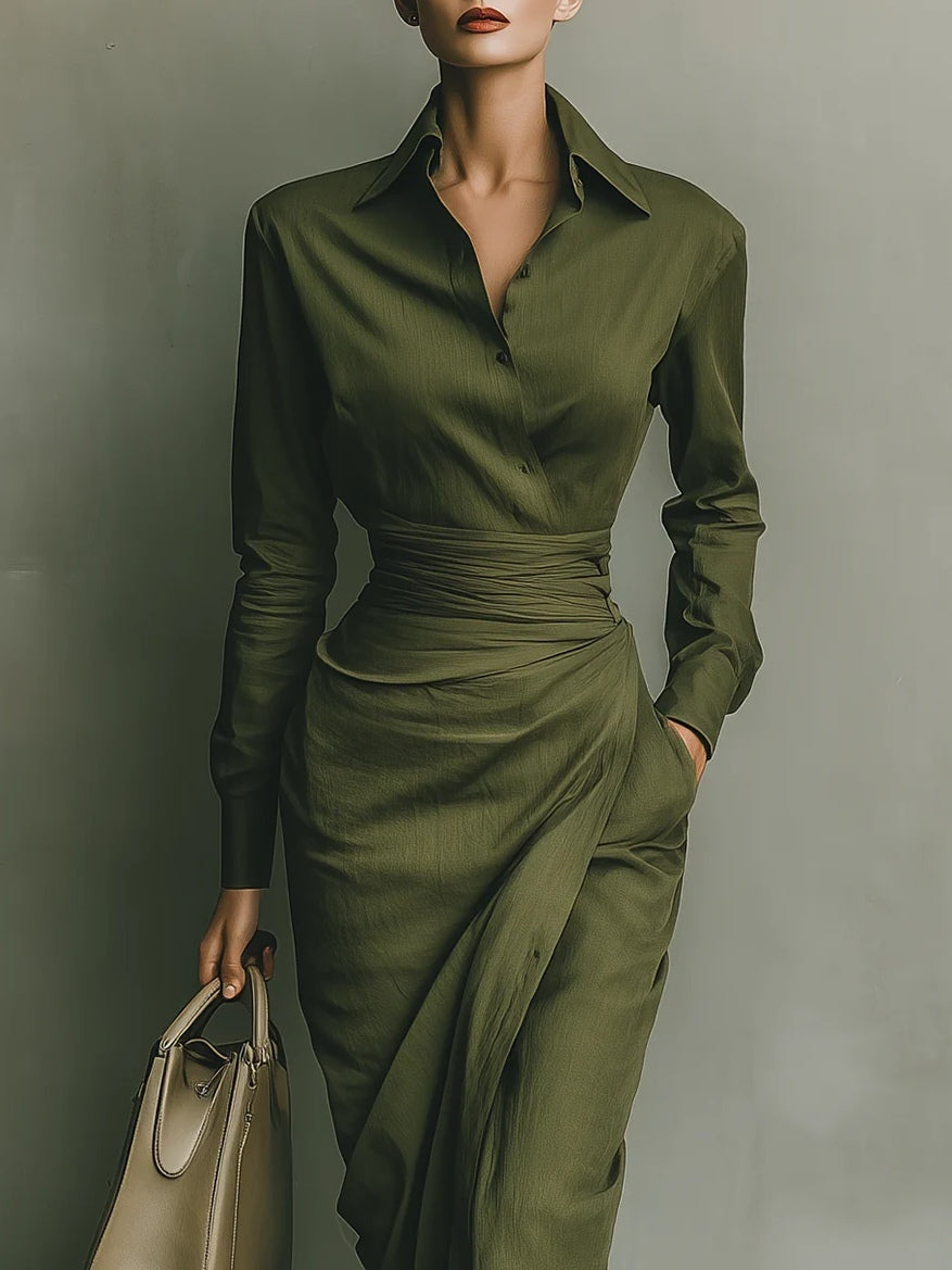 Cecilia | Vestido Camisero Drapeado