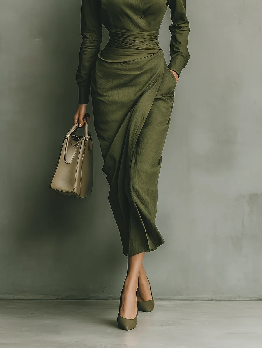 Cecilia | Vestido Camisero Drapeado