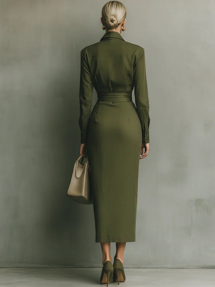 Cecilia | Vestido Camisero Drapeado