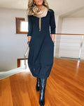 Olga | Vestido Largo Casual con Bolsillos