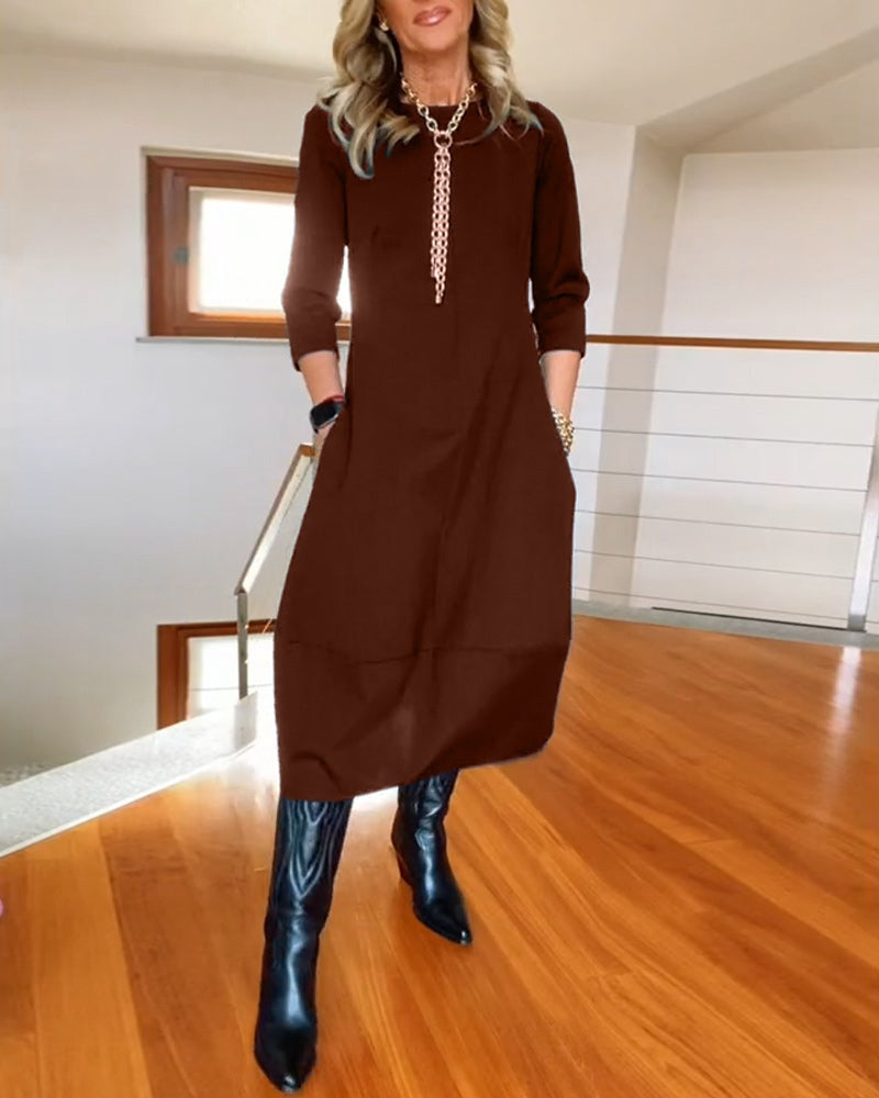 Olga | Vestido Largo Casual con Bolsillos