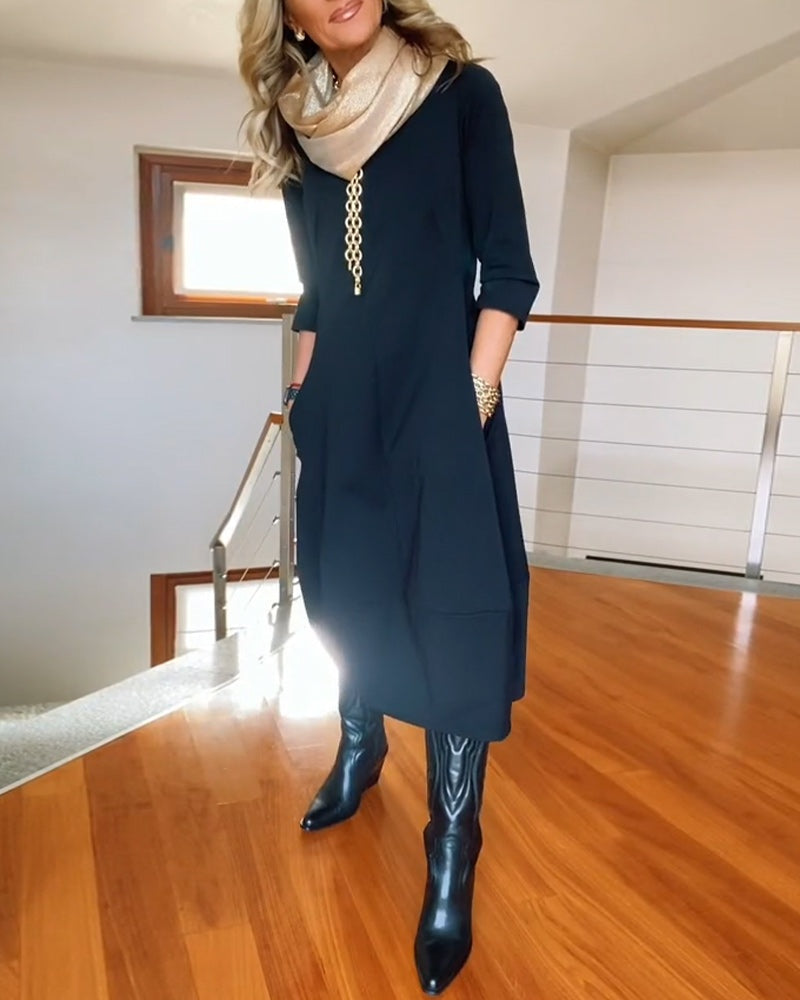 Olga | Vestido Largo Casual con Bolsillos