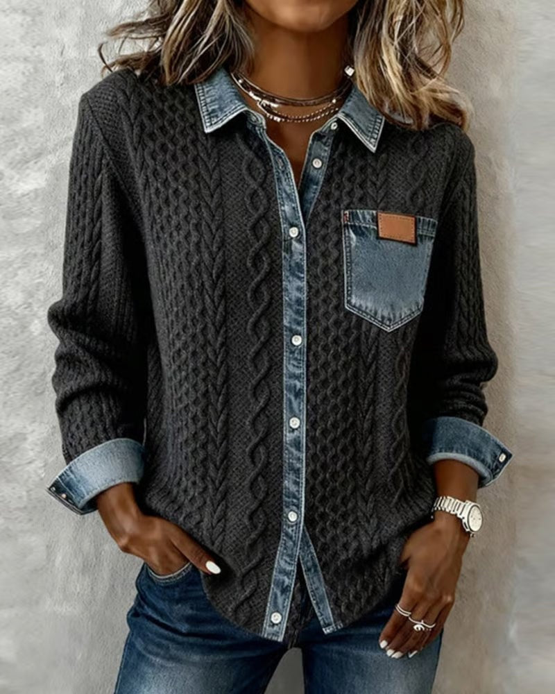 Inmaculada | Blusa de Punto con Denim