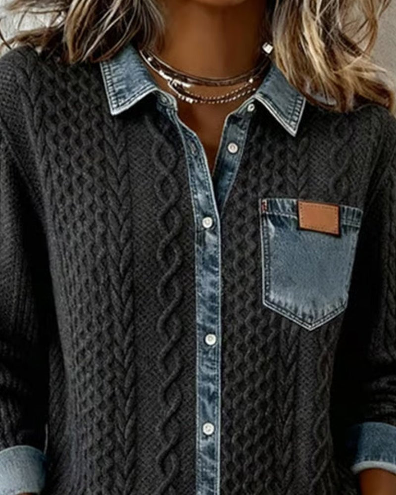 Inmaculada | Blusa de Punto con Denim