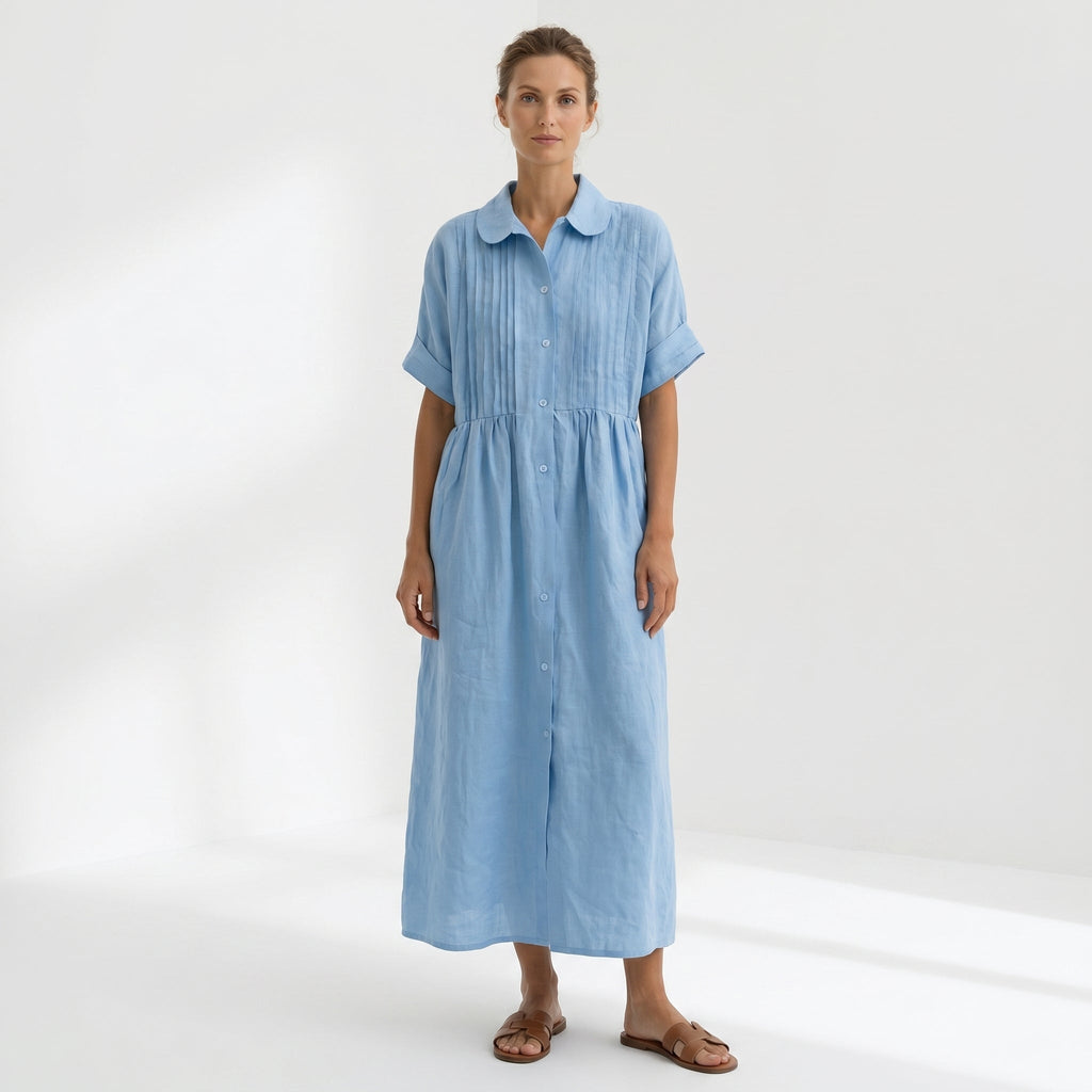 Paloma | Vestido Largo Camisero de Lino