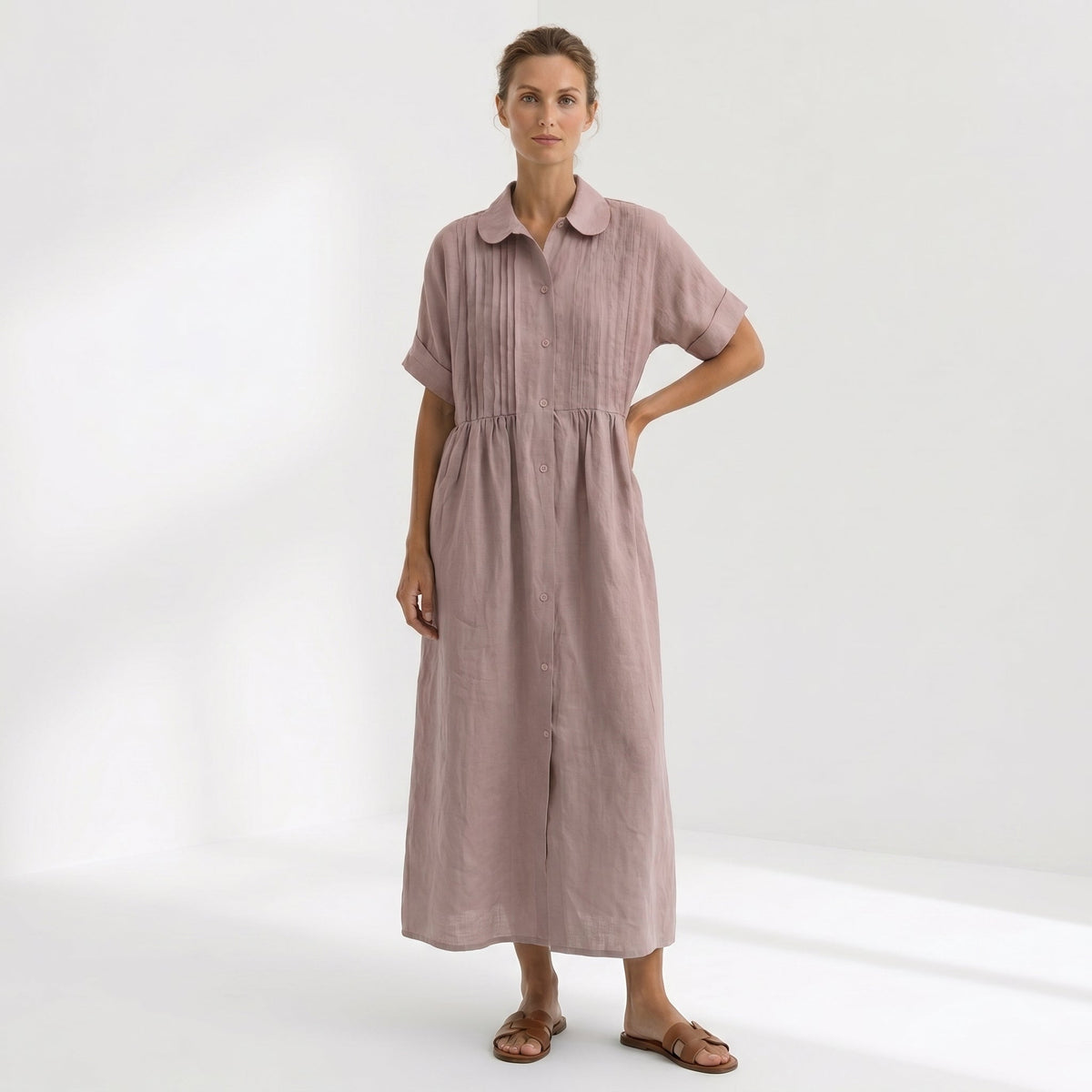 Paloma | Vestido Largo Camisero de Lino