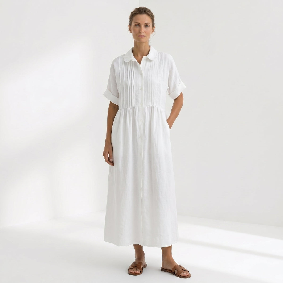 Paloma | Vestido Largo Camisero de Lino