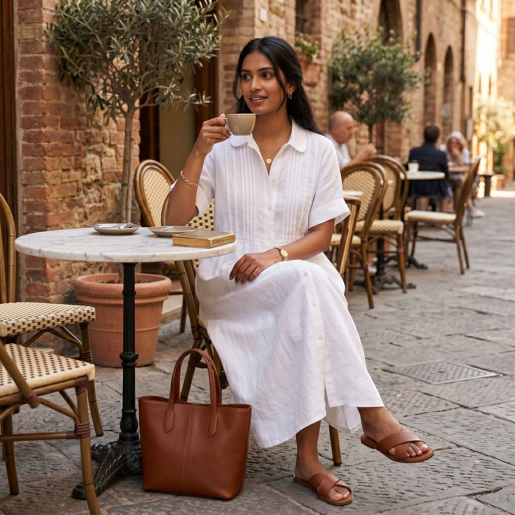 Paloma | Vestido Largo Camisero de Lino