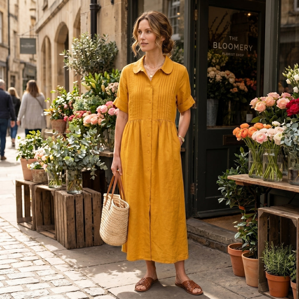 Paloma | Vestido Largo Camisero de Lino