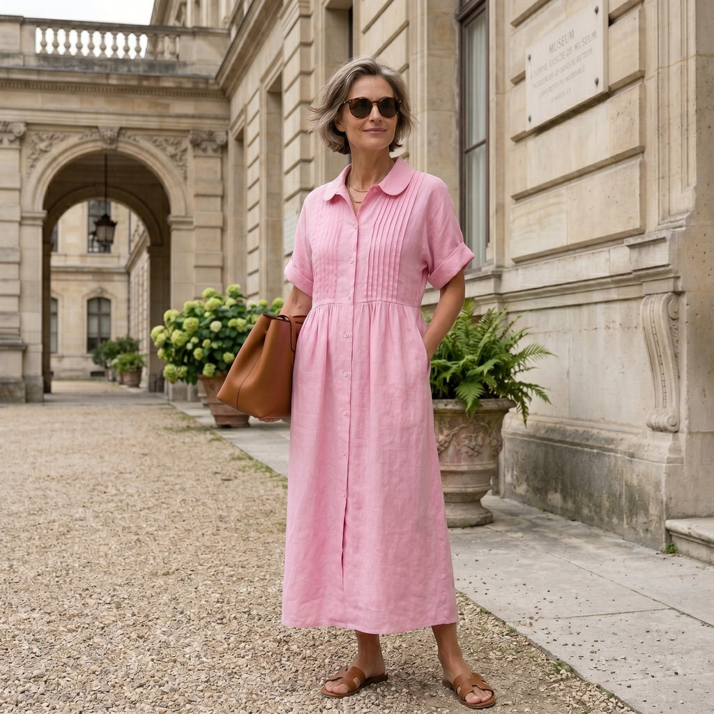 Paloma | Vestido Largo Camisero de Lino