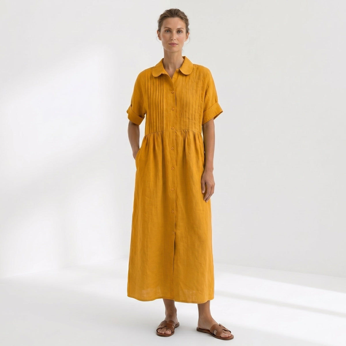 Paloma | Vestido Largo Camisero de Lino