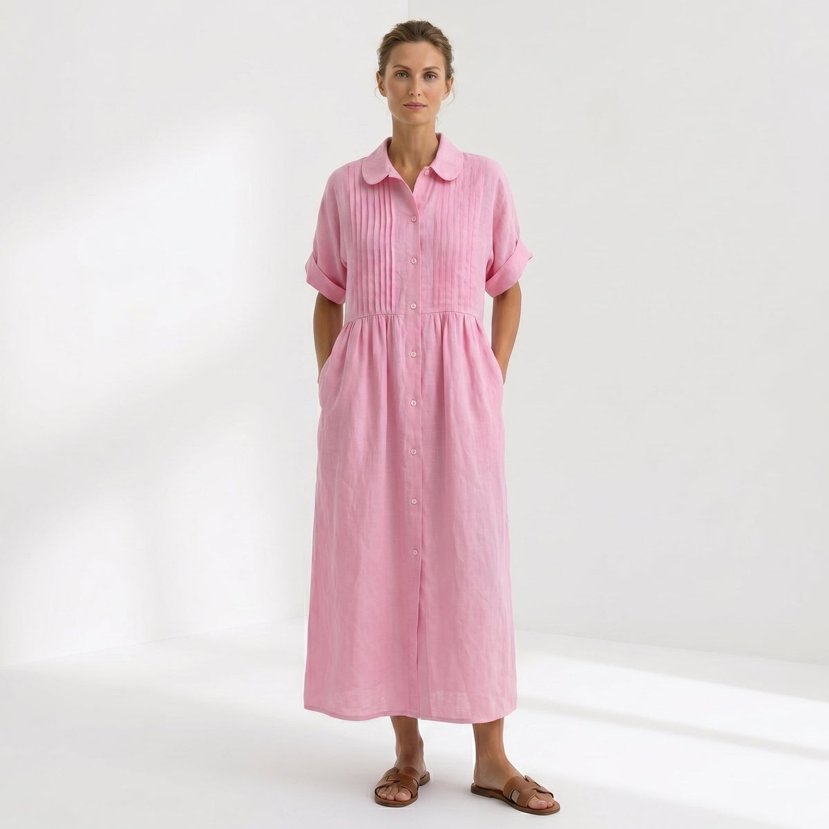 Paloma | Vestido Largo Camisero de Lino