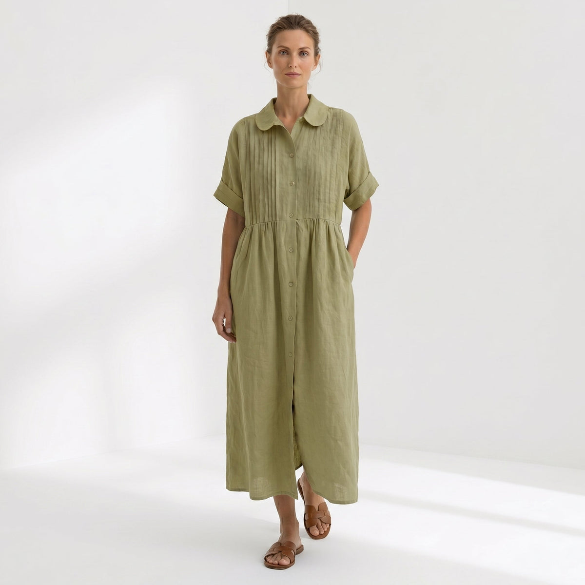Paloma | Vestido Largo Camisero de Lino