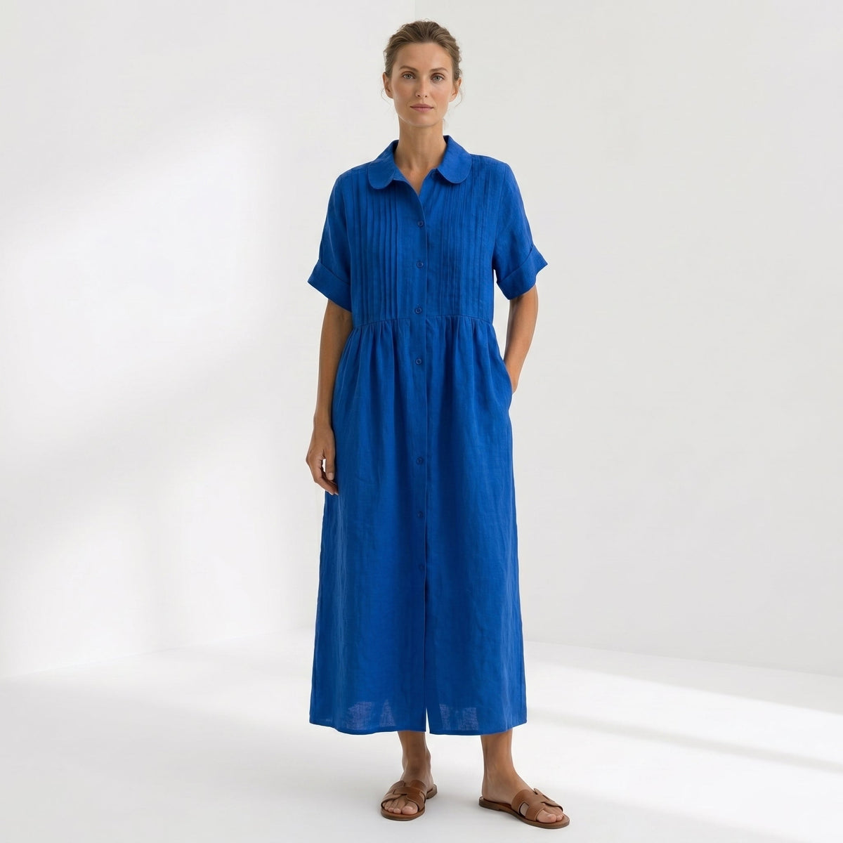 Paloma | Vestido Largo Camisero de Lino