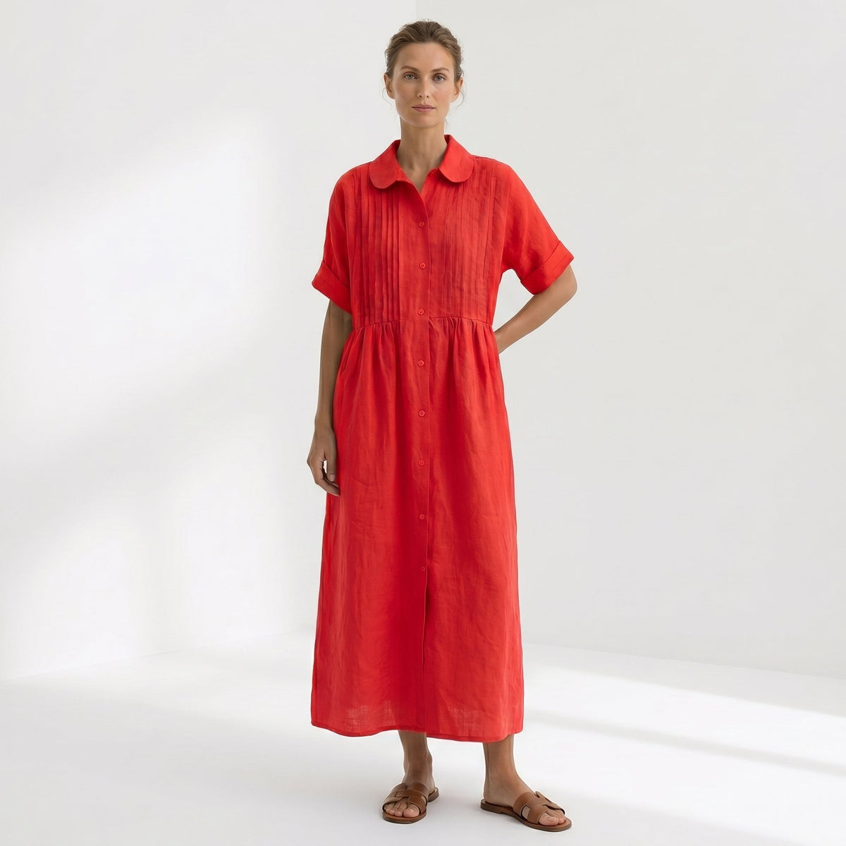 Paloma | Vestido Largo Camisero de Lino