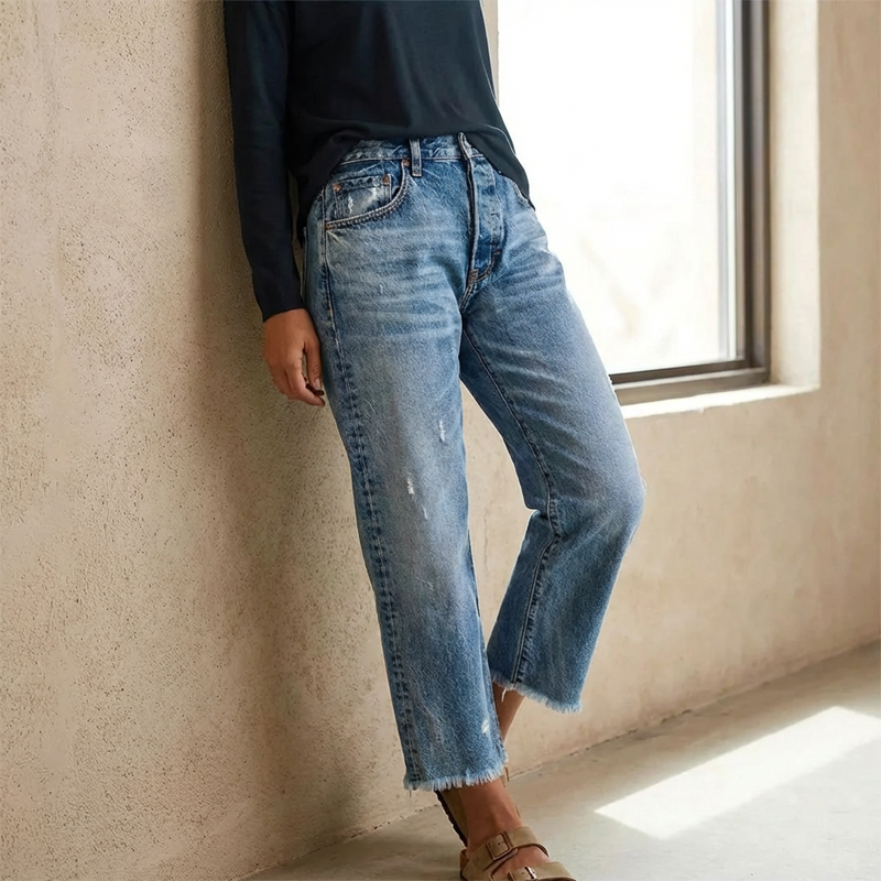 Rosalía | Jeans Rectos Destroyed