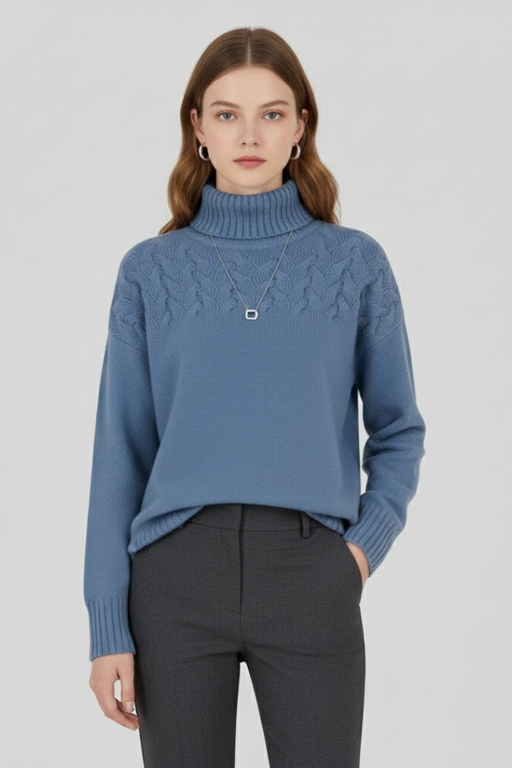 Fátima | Jersey de Punto Cuello Alto con Trenzas