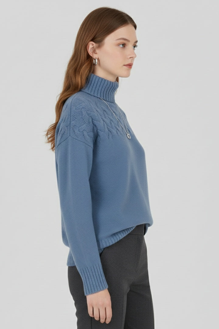 Fátima | Jersey de Punto Cuello Alto con Trenzas