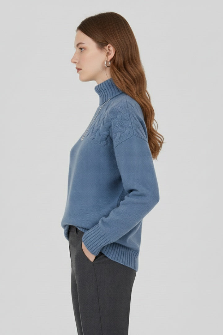 Fátima | Jersey de Punto Cuello Alto con Trenzas