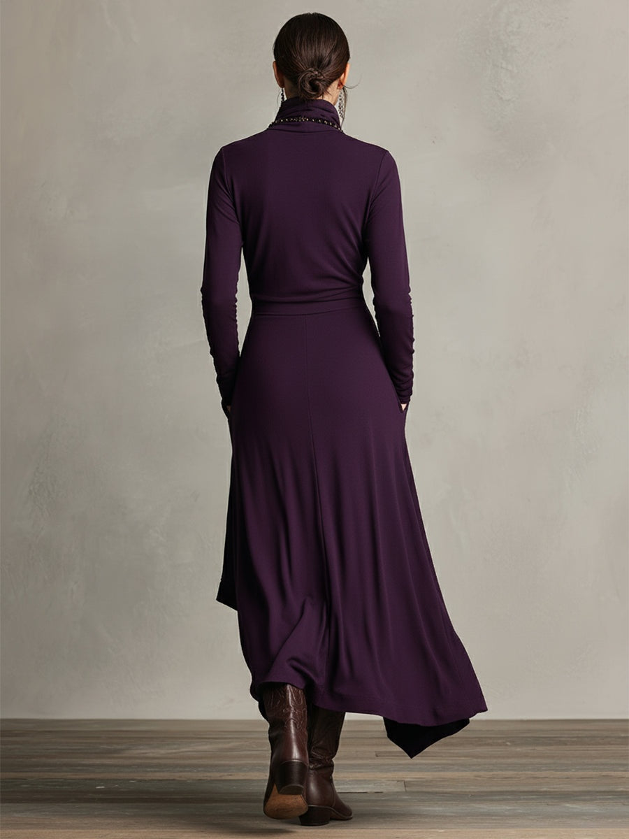 Inés | Vestido Largo Cuello Alto Drapeado